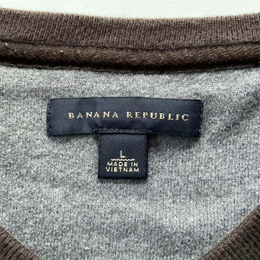 Banana Republic Mens Striped Pullover Sz L Brown Athleisure Crewneck Classic